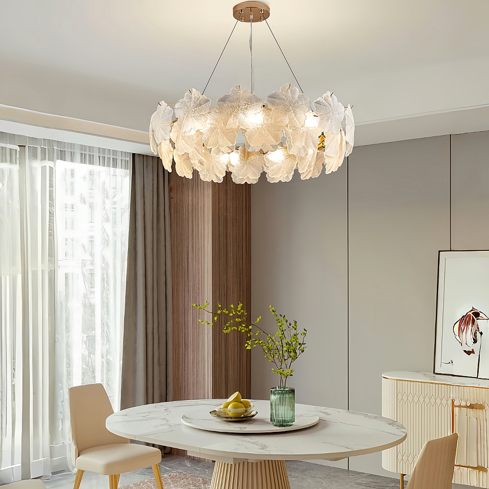 Modern French Snowflake Creative Glass Chandelier Living Room Bedroom Lighting Fixtures