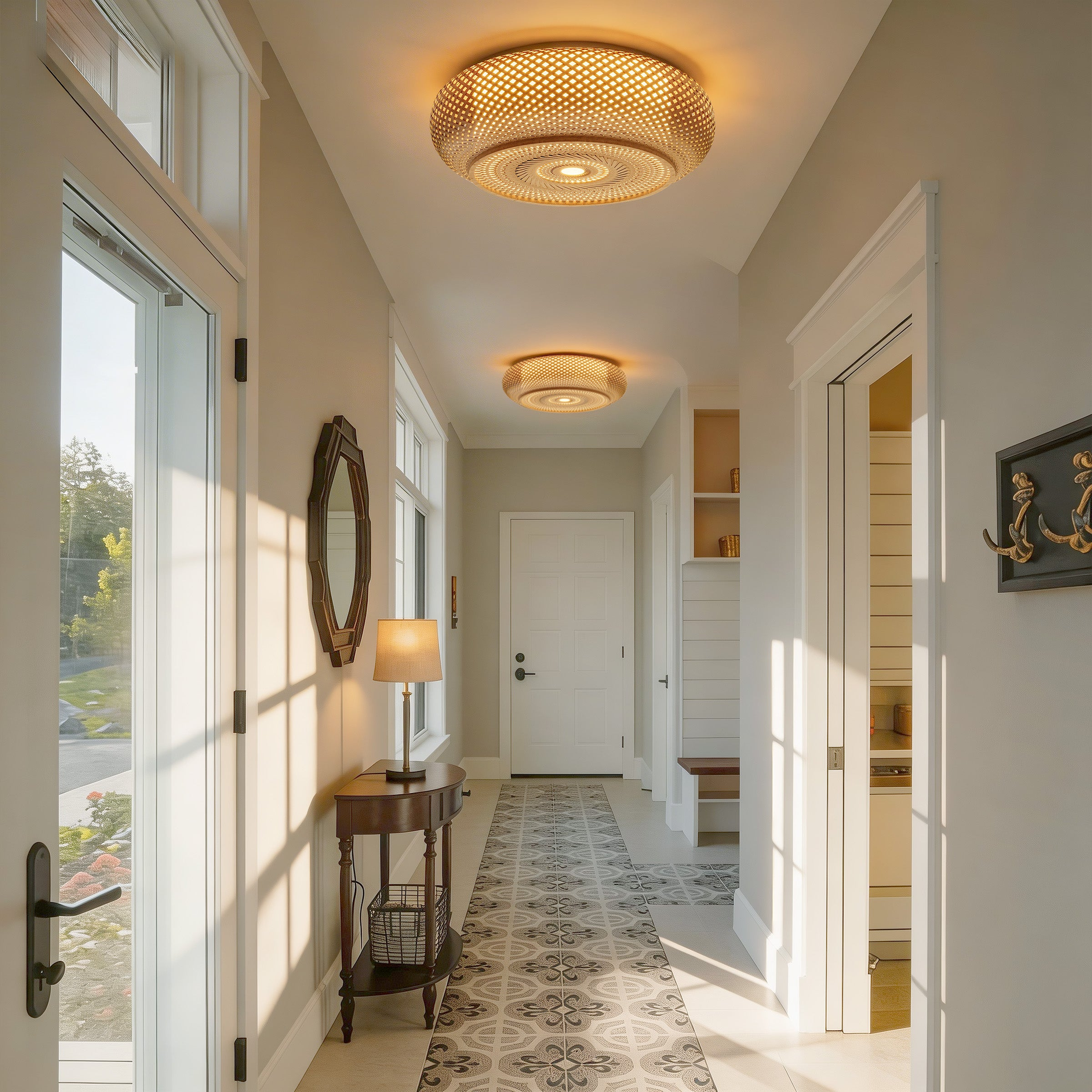 Bamboo Flush Mount Ceiling Light for Bedroom