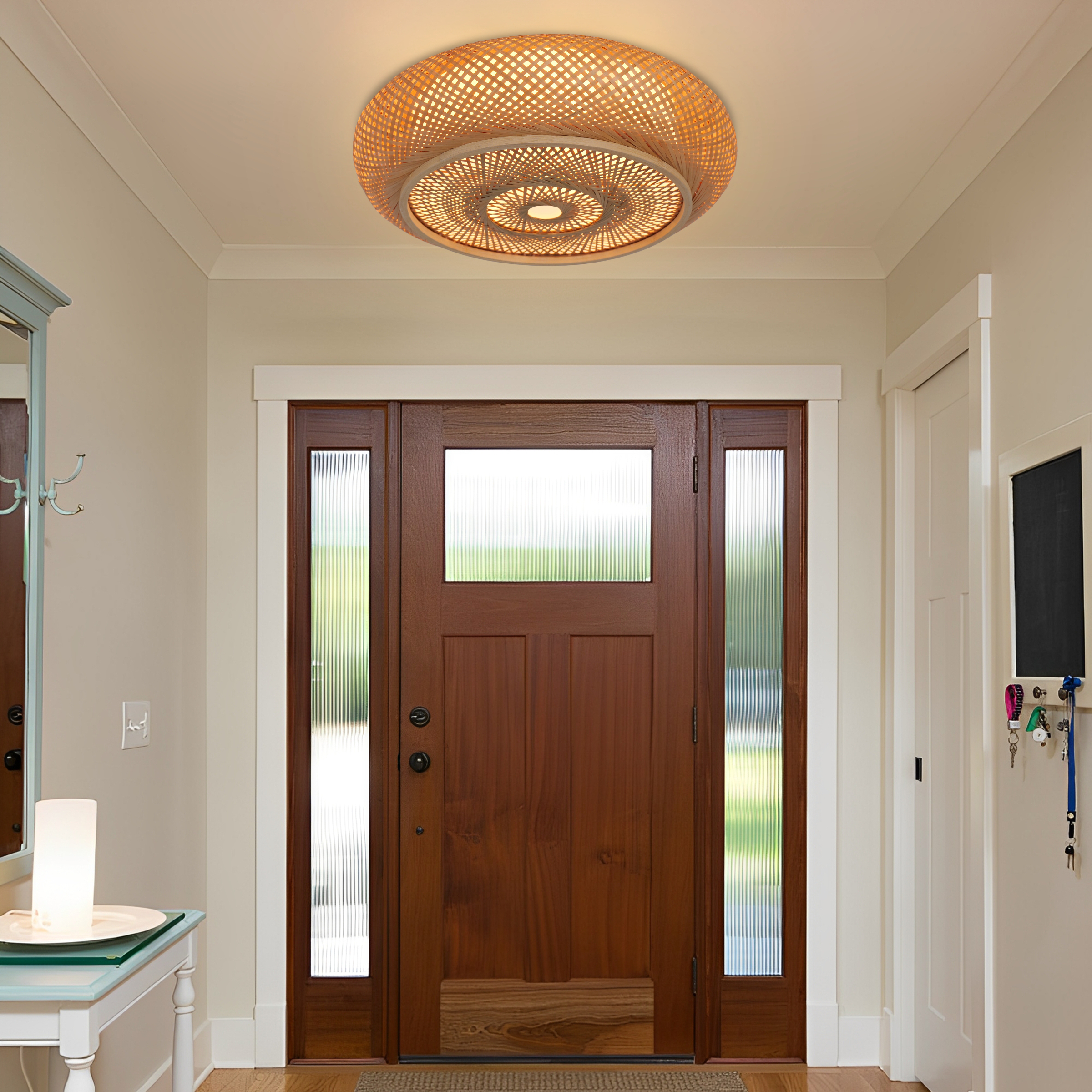 Bamboo Flush Mount Ceiling Light for Bedroom