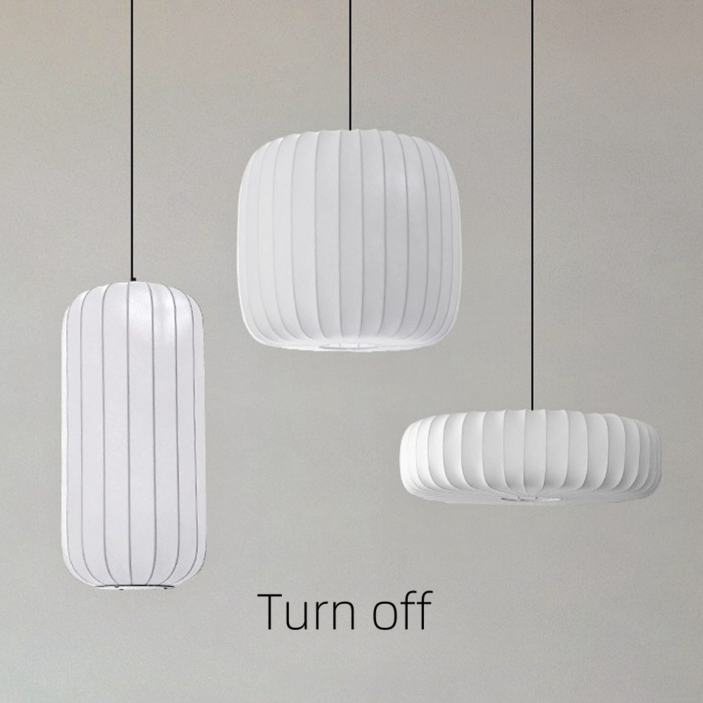 Wabi-Sabi Style Japanese Simple Imitation Silk Pendant Lights Living Room Combination Lamps