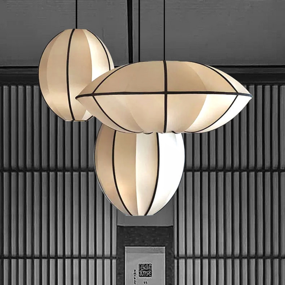 Living Room Satin Chandelier Japanese Medieval Vintage Pendant Lamps Set