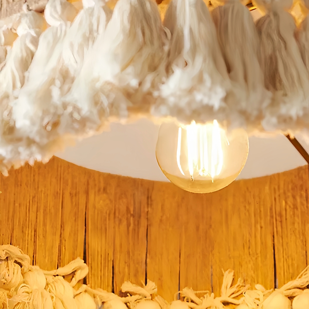 Bohemian Retro Hemp Rope Tassel Pendant Light Creative Bedroom Master Light