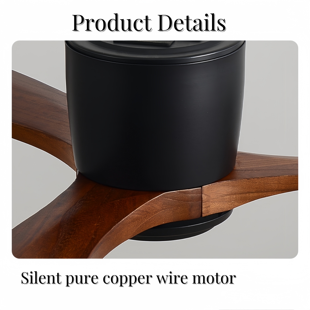 Nordic Style Solid Wood Ceiling Fan Light Variable Frequency Adjustable Speed Living Room Light