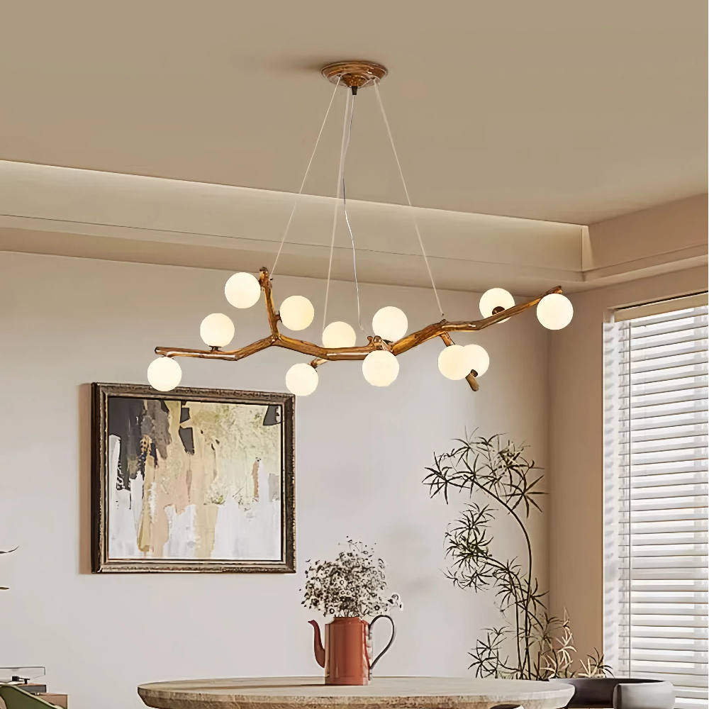 Wabi Sabi Style Retro Imitation Tree Branch Multi Headed Pendant Light