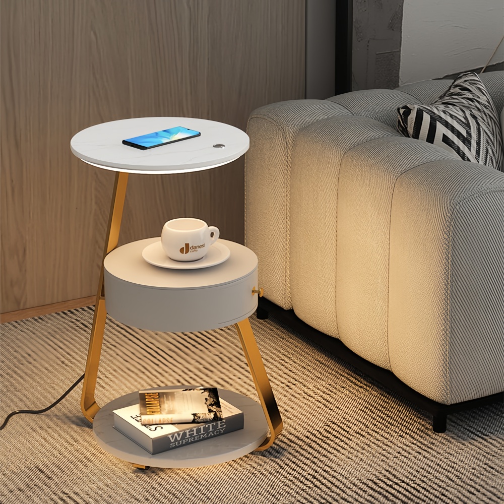 Modern Dimmable Floor Lamp with Integrated Drawer Storage