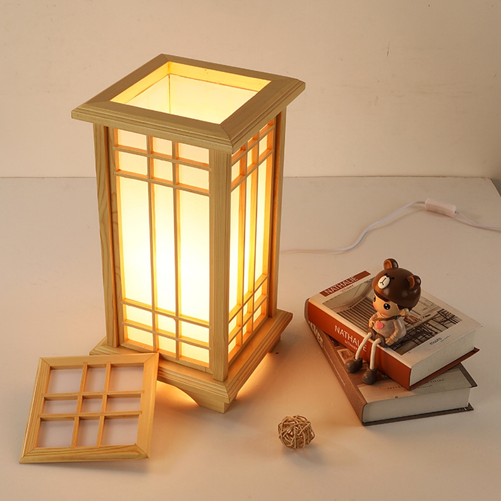 Japanese Floor Lamp Wood Tatami Table Lamp For Bedroom