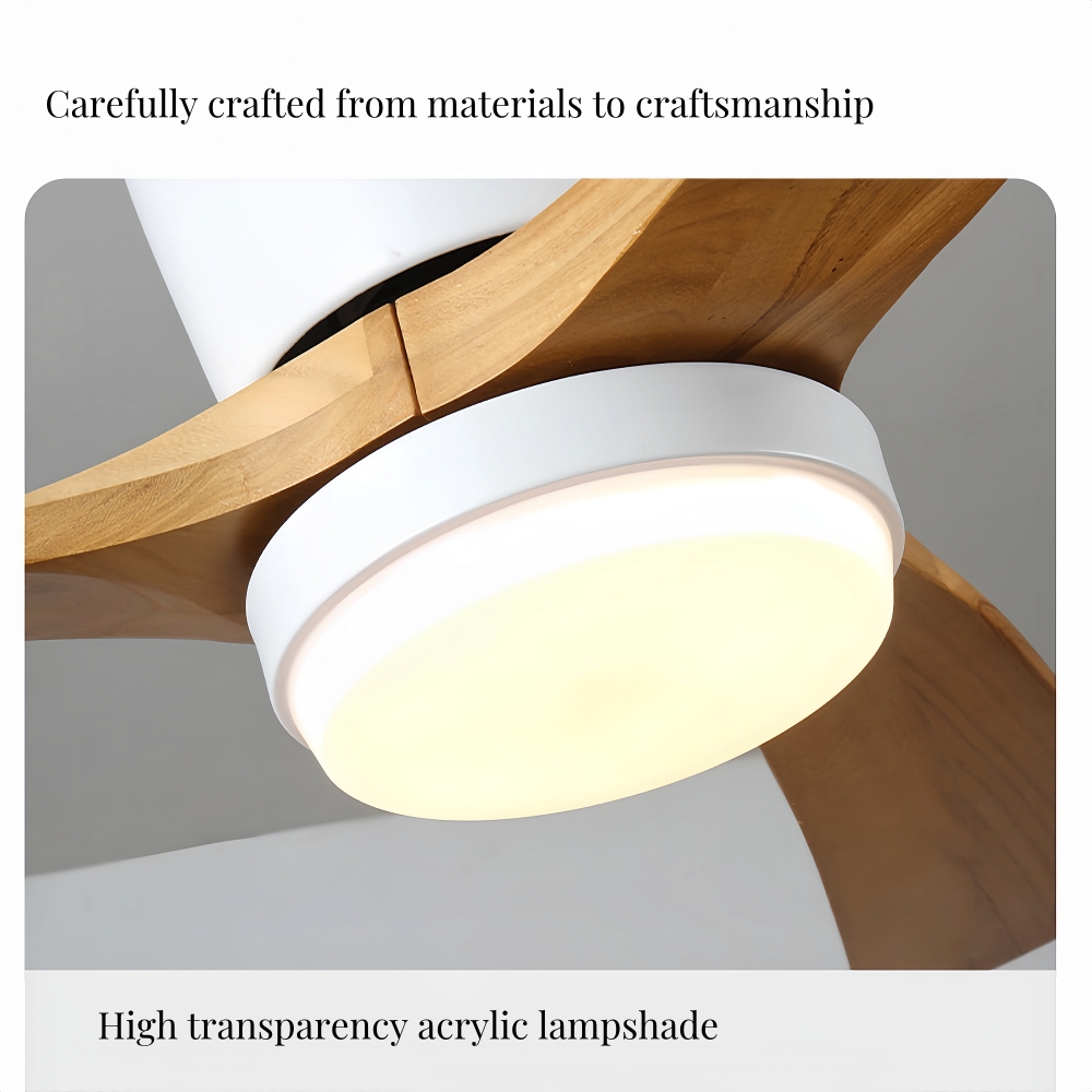 Nordic Style Solid Wood Ceiling Fan Light Variable Frequency Adjustable Speed Living Room Light