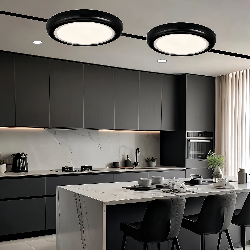 French Cream Style Minimalist Bedroom Ceiling Light Circular White Retro Light