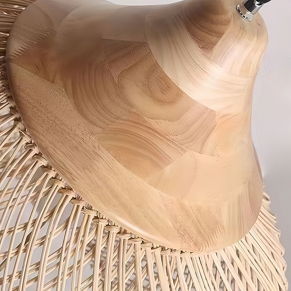Unique Rattan Pendant Light Wabi Sabi Handmade Wooden Rattan Lamp Fixture