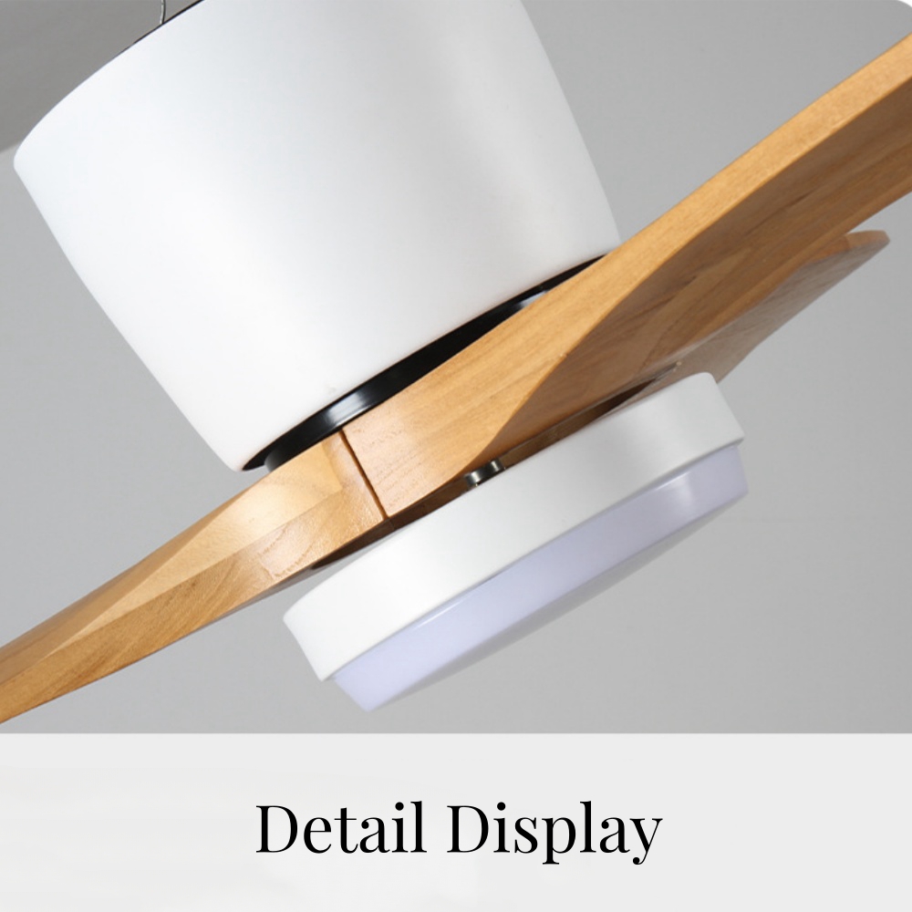 Nordic Style Solid Wood Ceiling Fan Light Variable Frequency Adjustable Speed Living Room Light