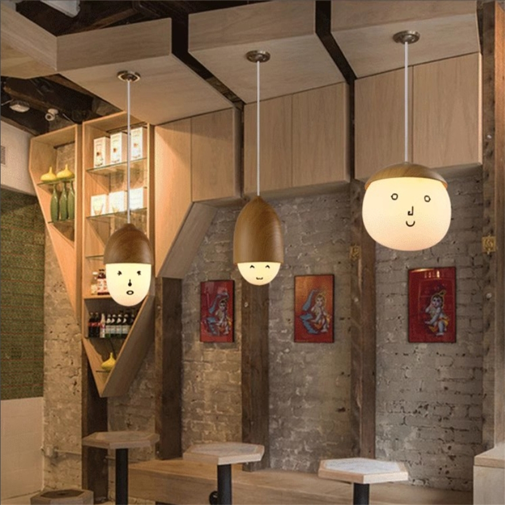 Creative imitation wood grain nut glass chandelier