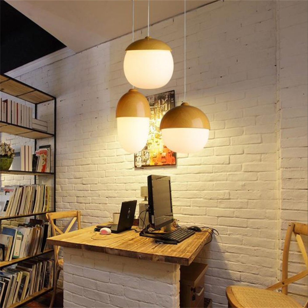 Creative imitation wood grain nut glass chandelier