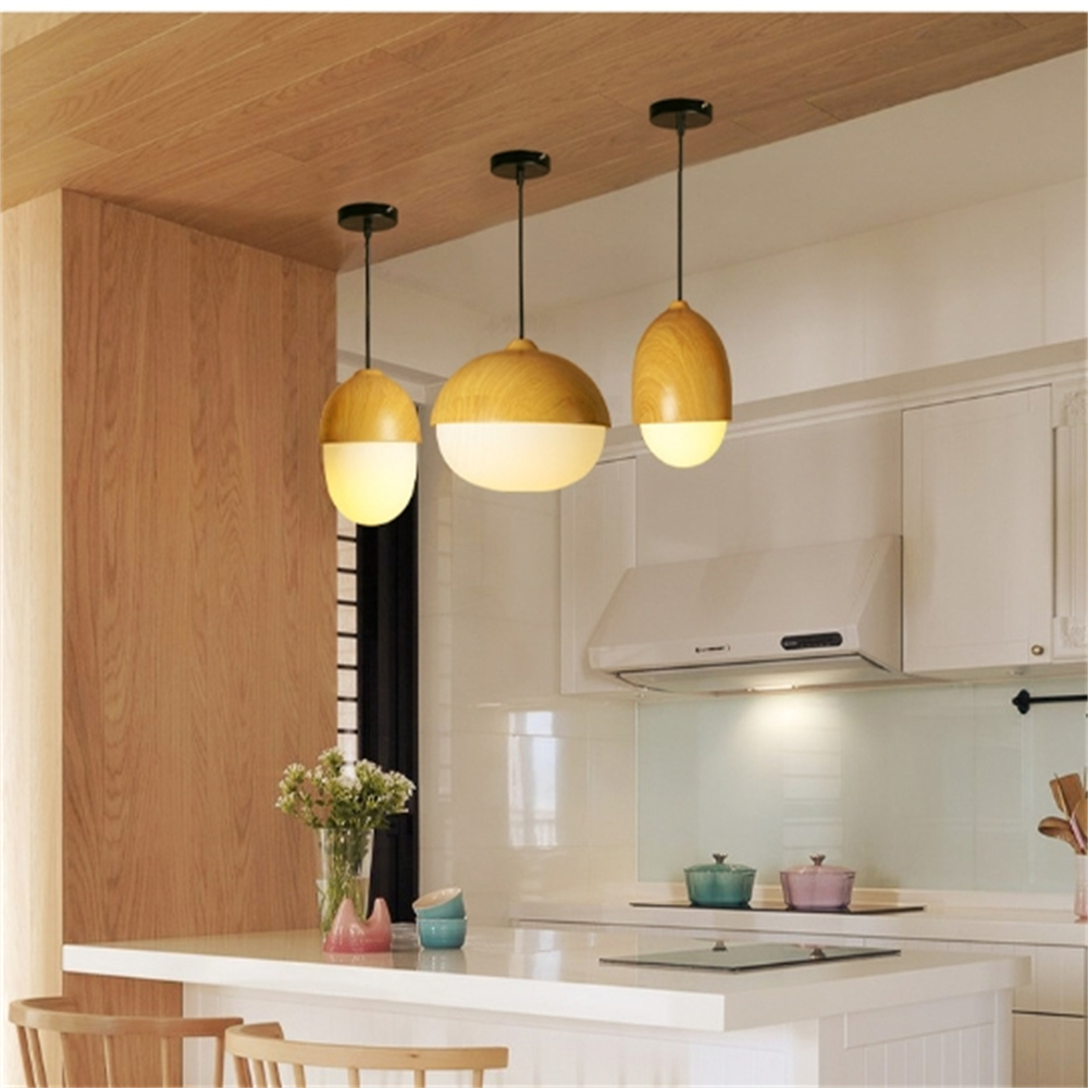 Creative imitation wood grain nut glass chandelier