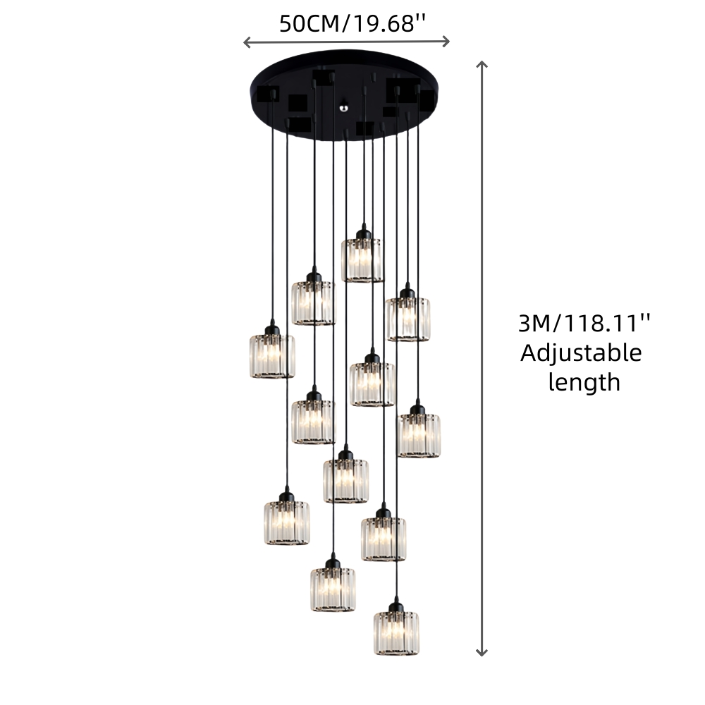 Modern Minimalist LED Crystal Chandelier Creative Duplex Staircase Villa Living Room Lighting Fixtures