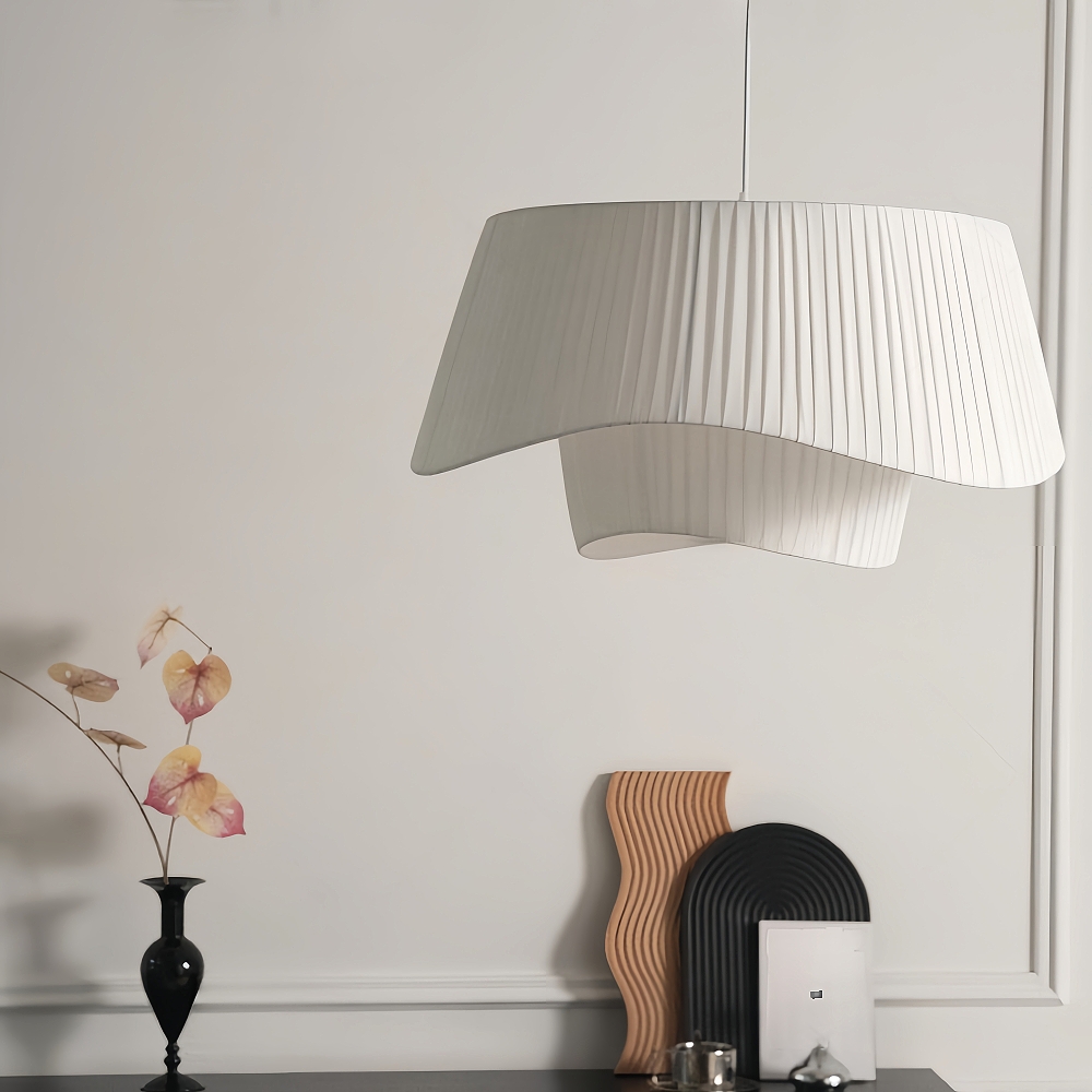 Bohemian Cream Living Room Fabric Pendant Light Makeover Home Decor Lamp