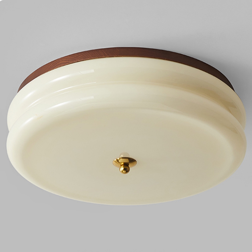 Modern Cream Style Bedroom Lamp French Wooden Glass Foyer Ceiling Light