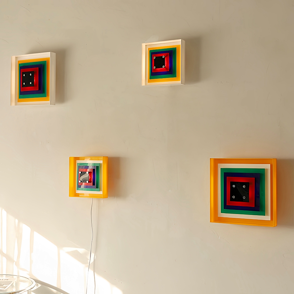 Color Pixel Wall Lamp Bauhaus Living Room Bedroom Decorative Painting Square Frame Wall Lamp