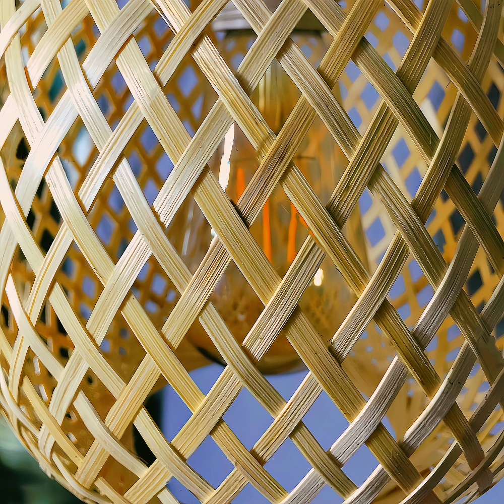 Japanese Retro Rattan Woven Wall Lamp With Hemp Rope