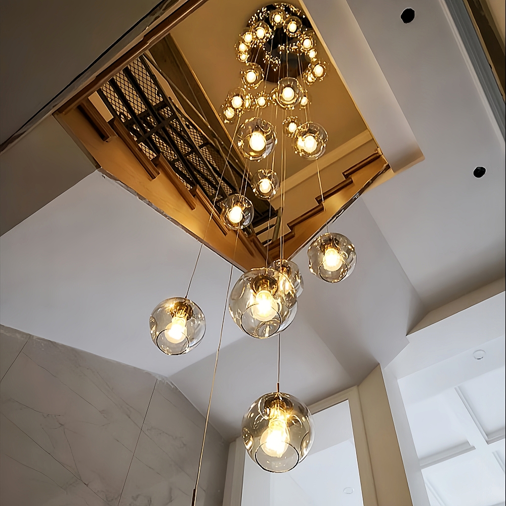 Nordic Modern Minimalist Staircase Duplex Villa Glass Meteor Pendant Light