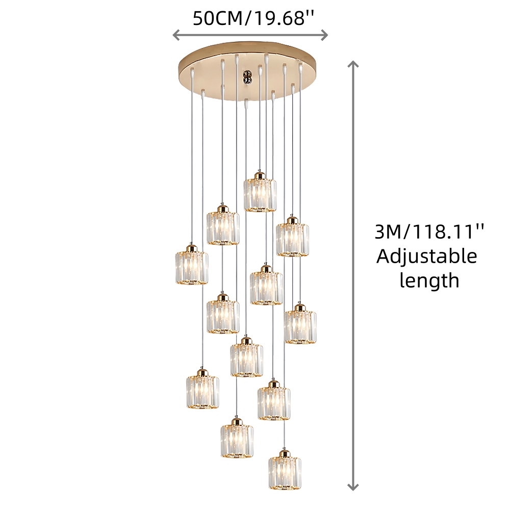 Modern Minimalist LED Crystal Chandelier Creative Duplex Staircase Villa Living Room Lighting Fixtures