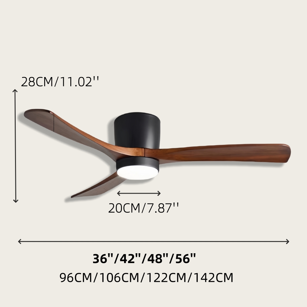 Nordic Style Solid Wood Ceiling Fan Light Variable Frequency Adjustable Speed Living Room Light