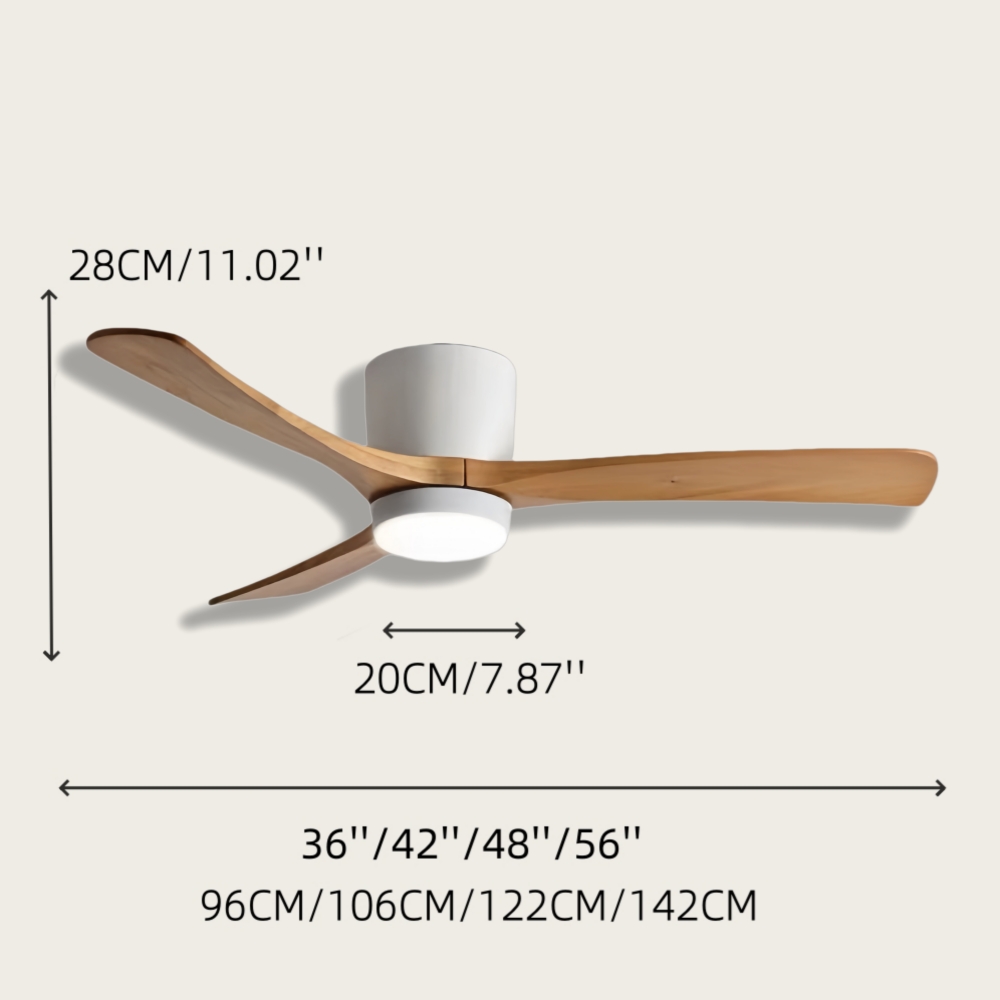 Nordic Style Solid Wood Ceiling Fan Light Variable Frequency Adjustable Speed Living Room Light