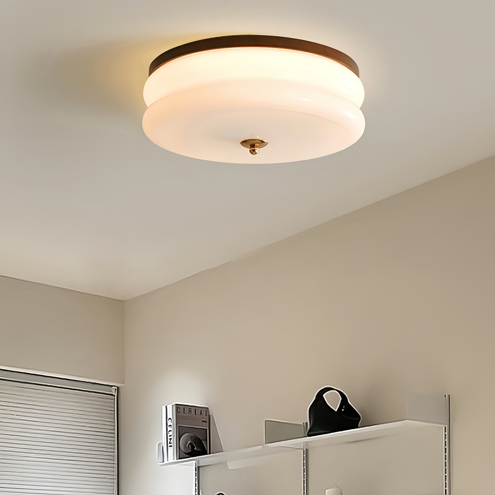 Modern Cream Style Bedroom Lamp French Wooden Glass Foyer Ceiling Light