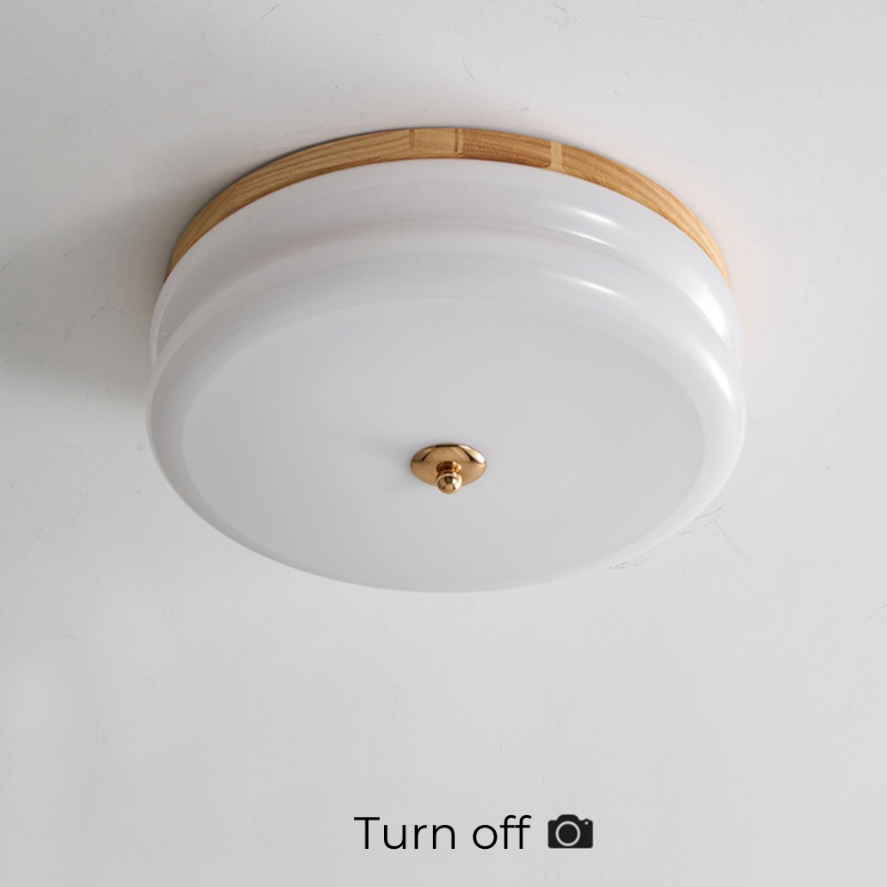 Modern Cream Style Bedroom Lamp French Wooden Glass Foyer Ceiling Light