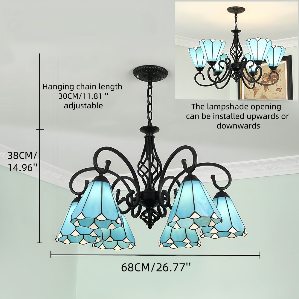 Mediterranean Style European Colored Glass Chandelier