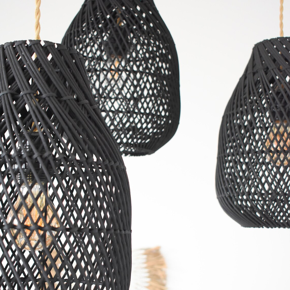 Boho Kitchen Lighting Fixture Unique Handmade Rattan Pendant Lamp Shade