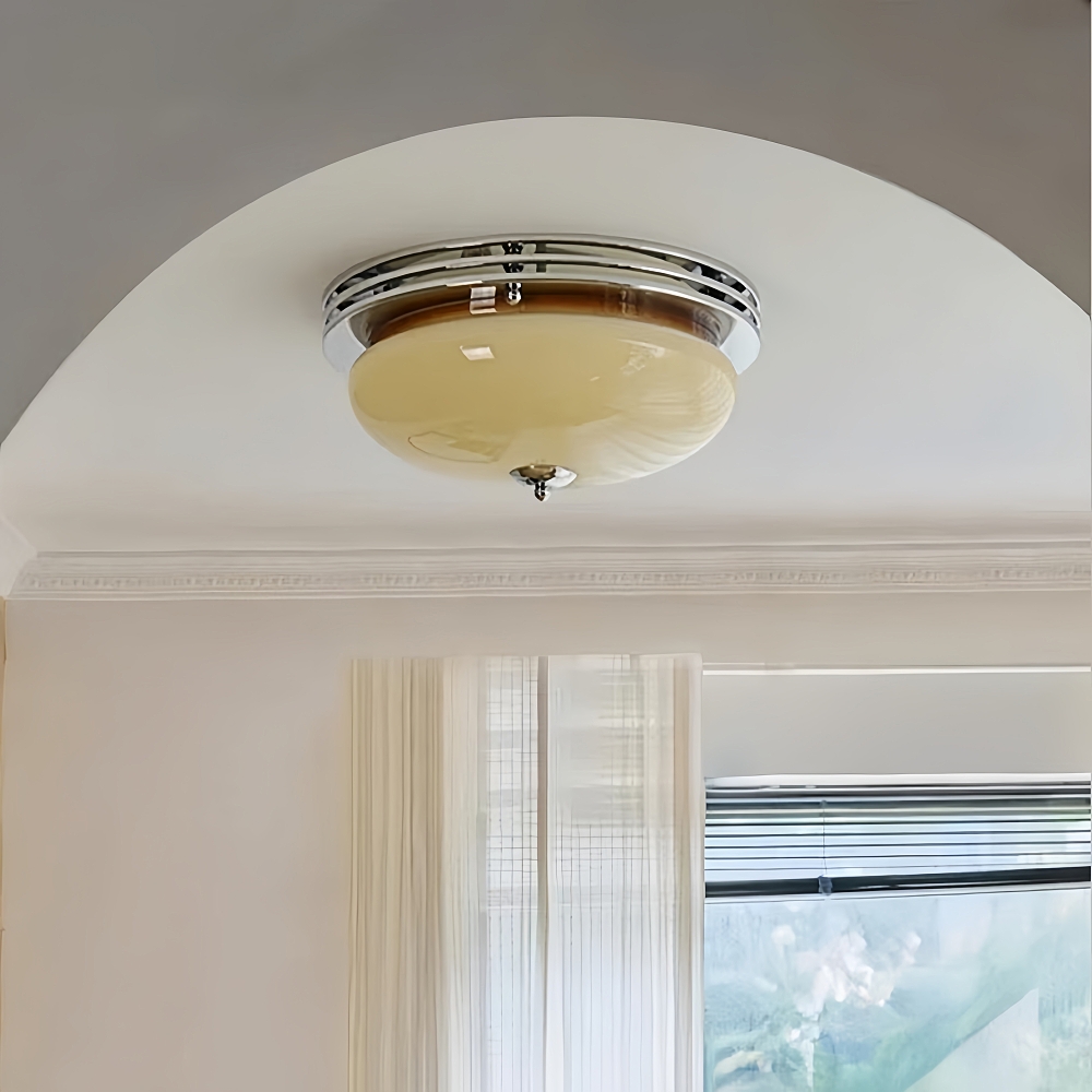 Bauhaus French Custard Tart shaped Cream Wind Ceiling Light