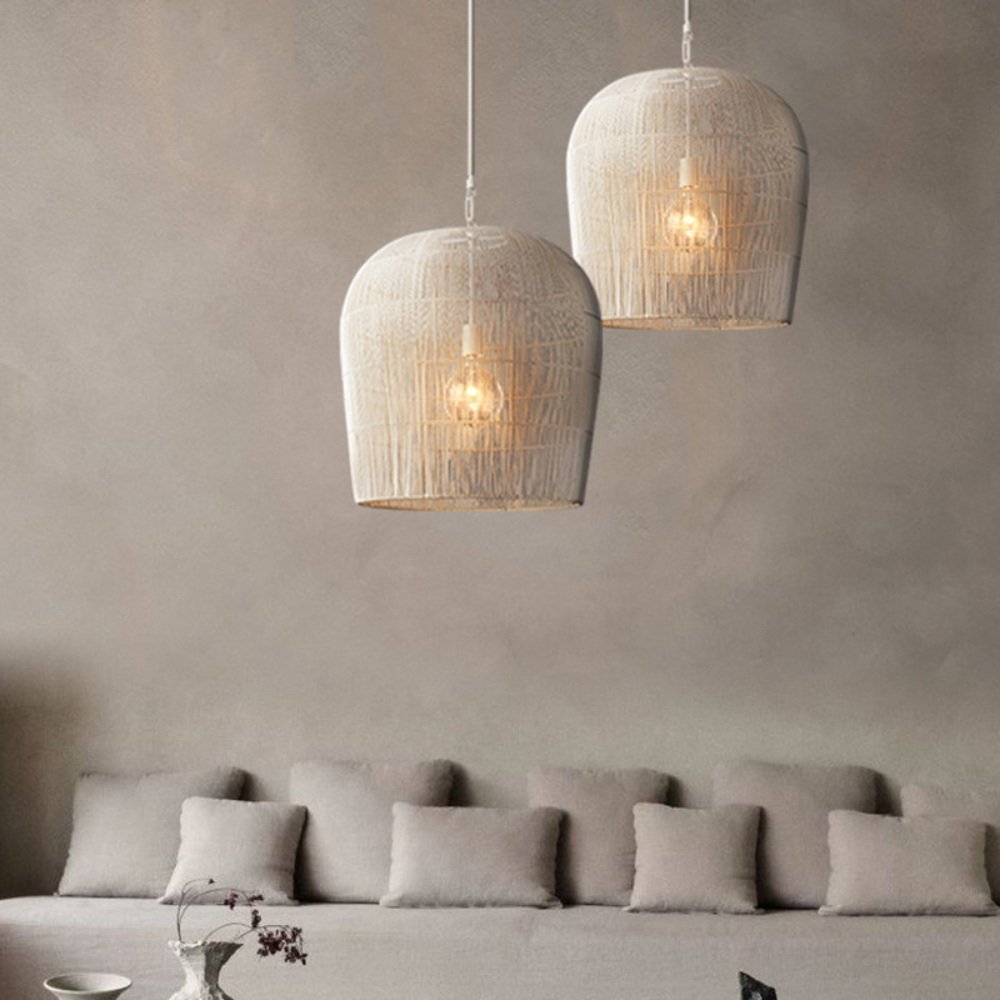 Wooden style natural rattan handmade woven chandelier