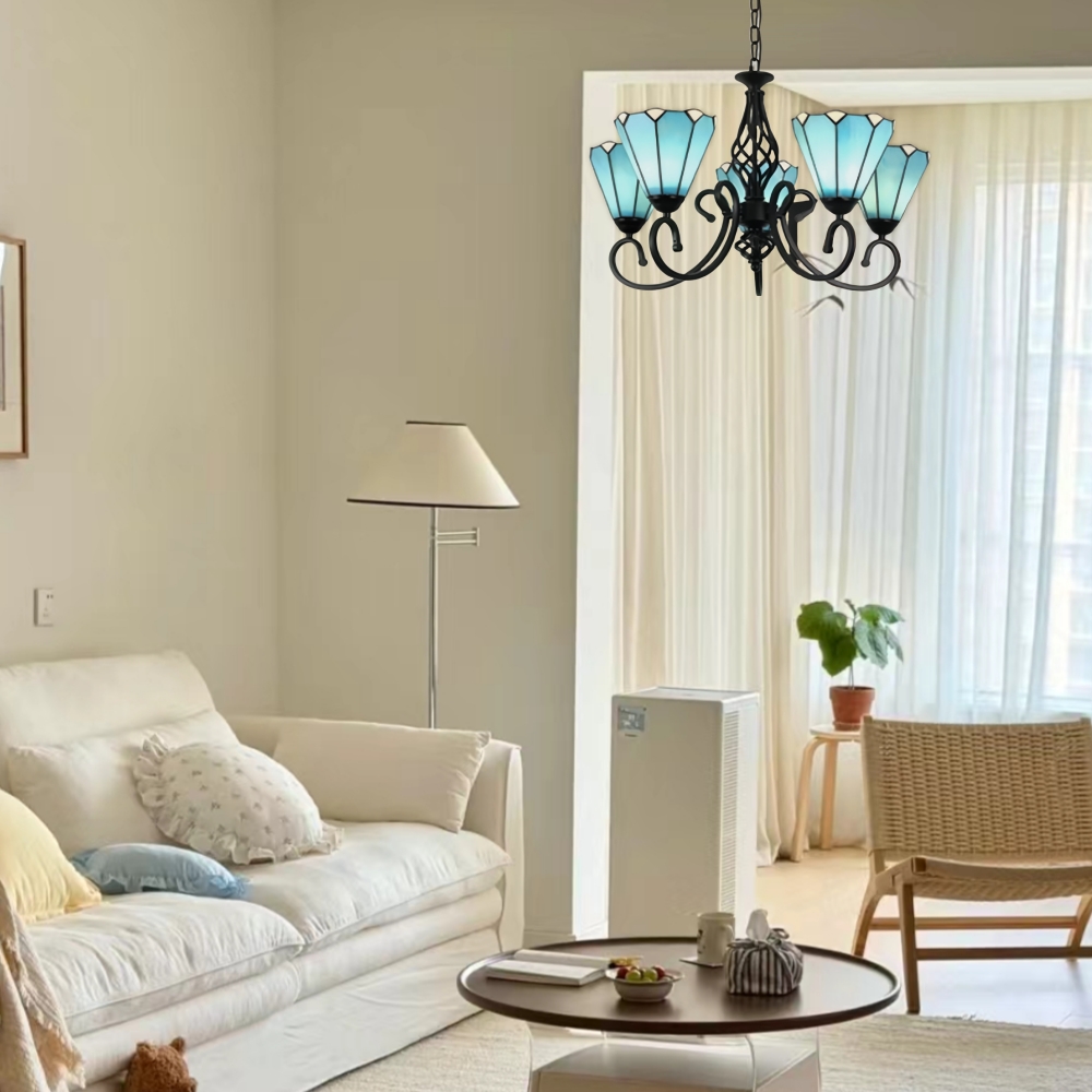 Mediterranean Style European Colored Glass Chandelier