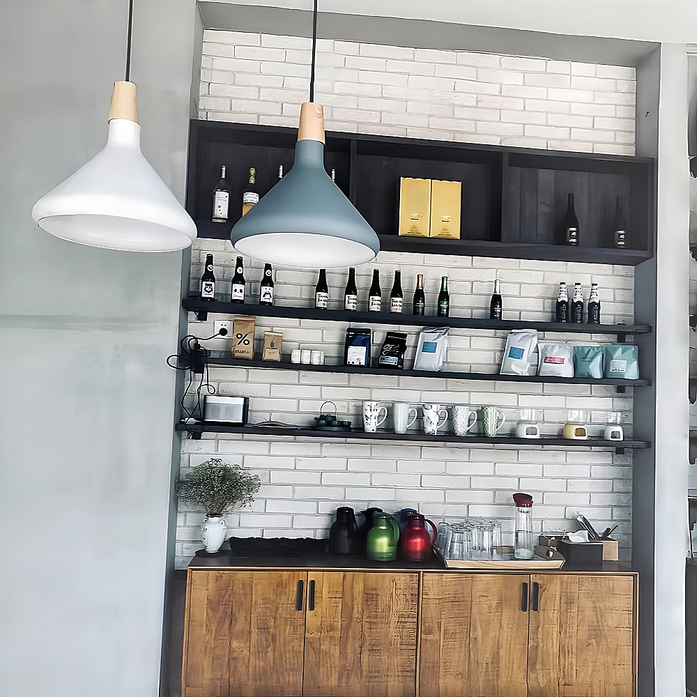 Danish macaron conical metal pendant light