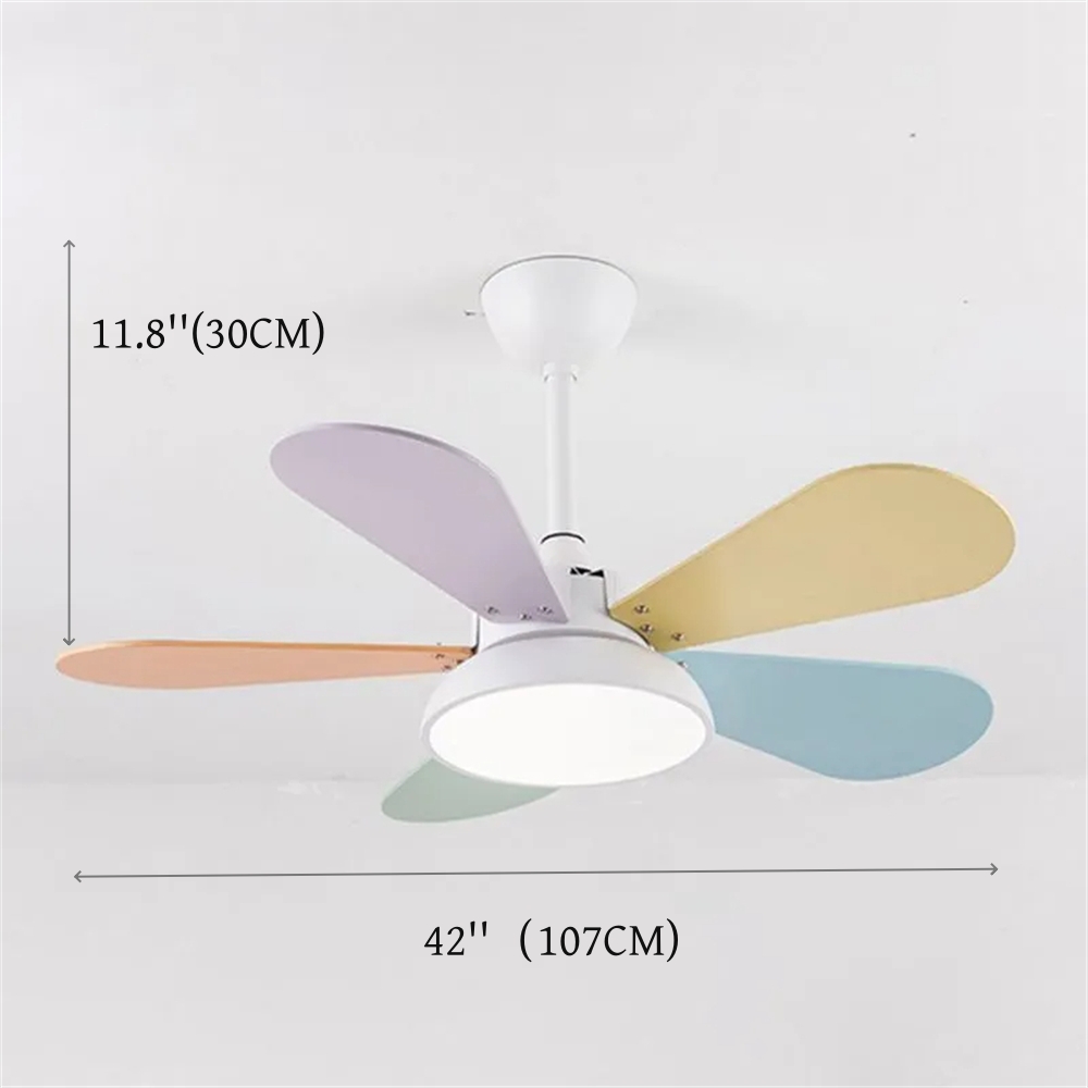 Nordic Style Macaron Color Matching Fan Integrated Silent LED Pendant Light