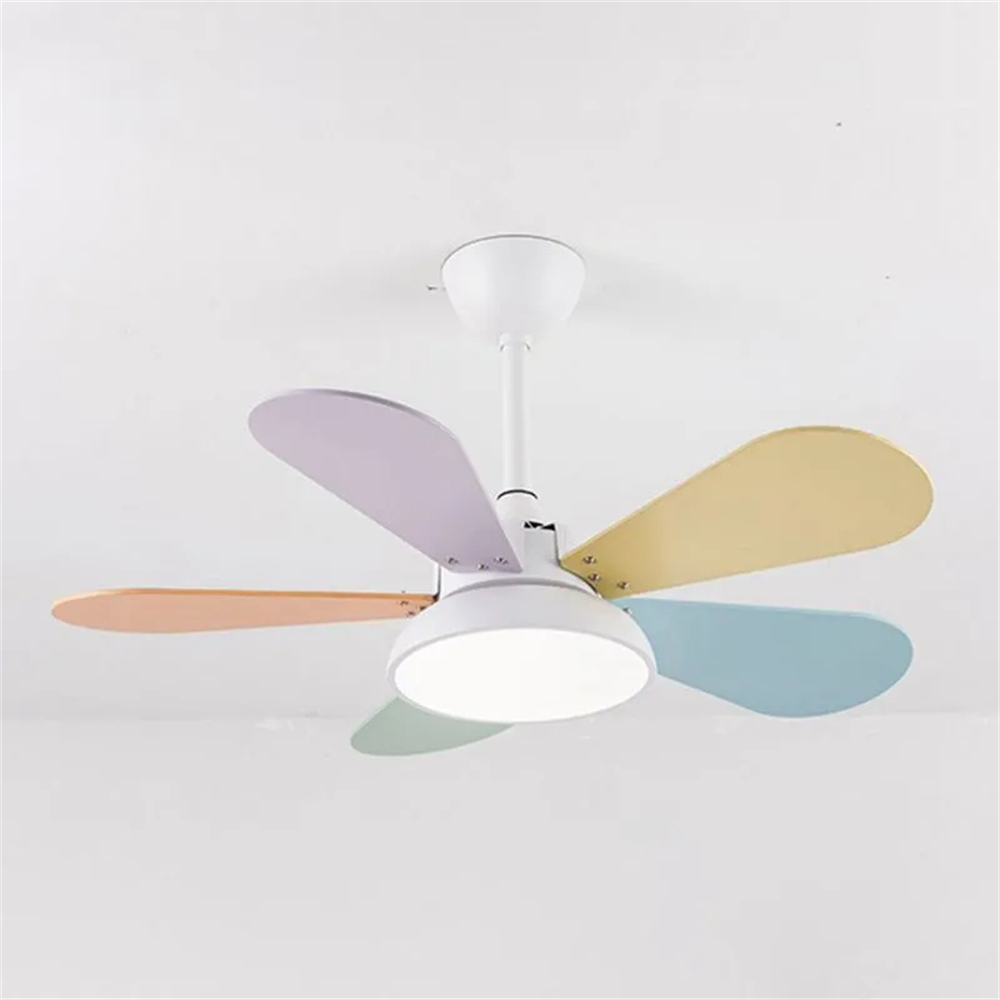 Nordic Style Macaron Color Matching Fan Integrated Silent LED Pendant Light