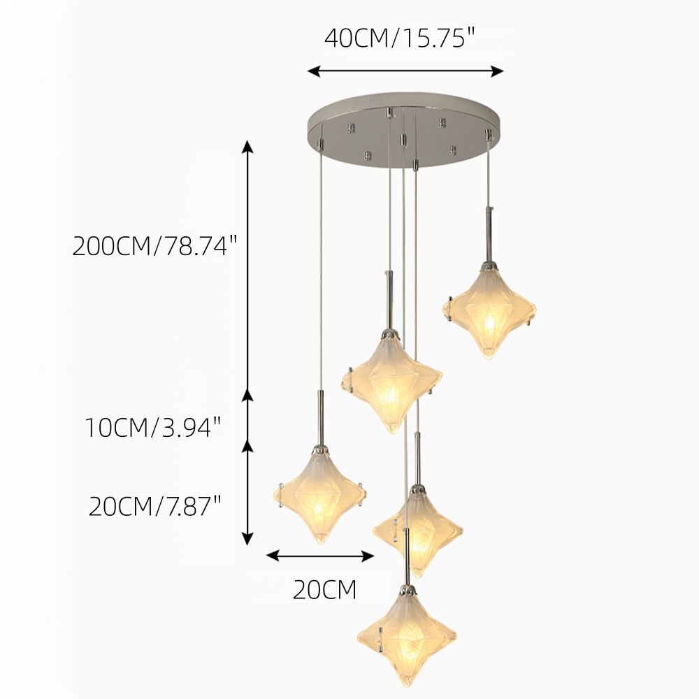 French-Style Murano Retro Star Glass Chandelier