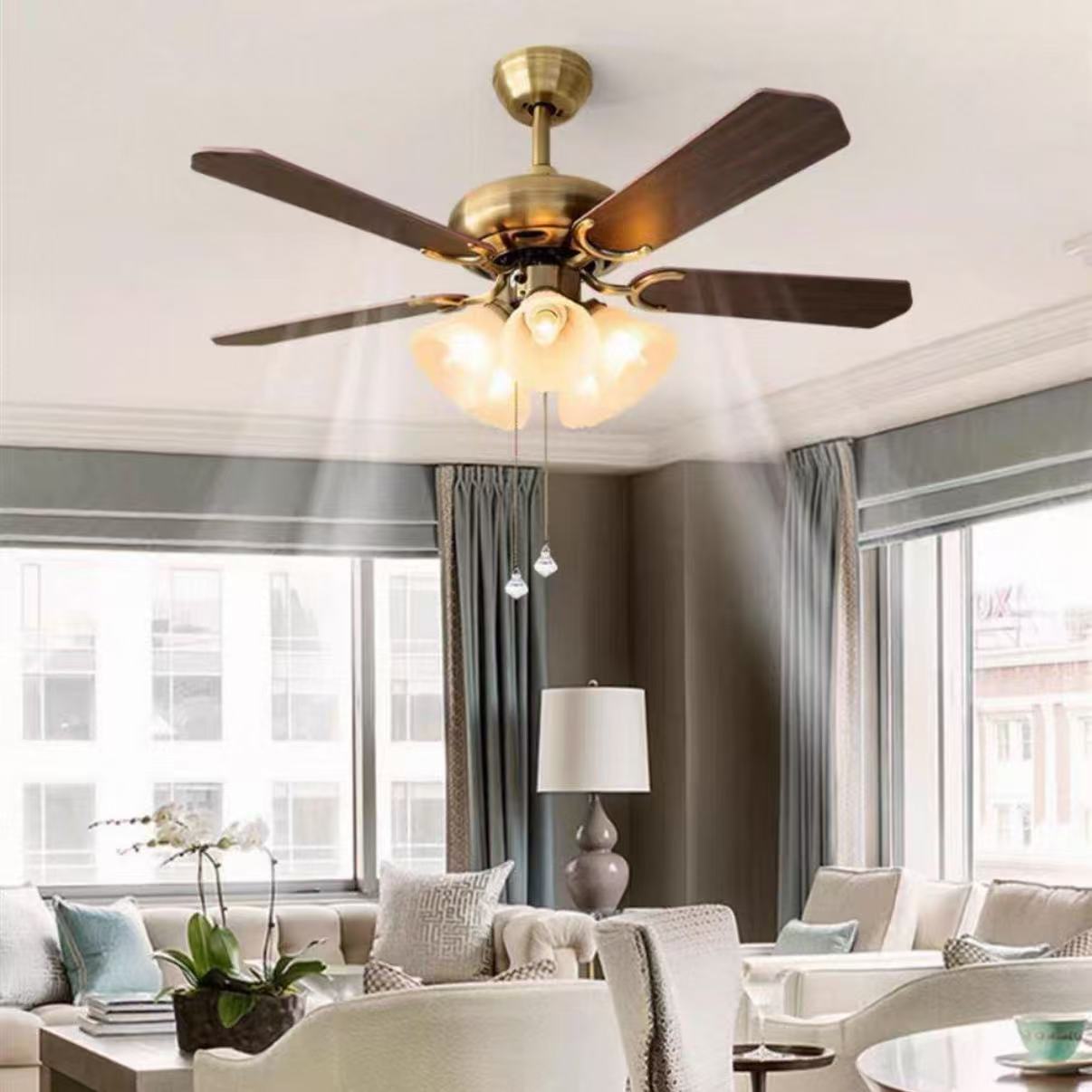 Mid-Century Vintage Ceiling Fan Light Modern Retro Fan Light Fixture