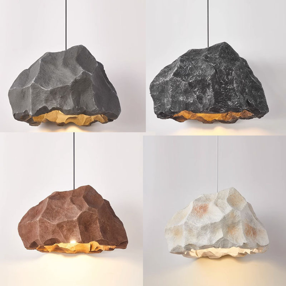 Wabi-sabi retro style imitation micro-cement irregular rock chandelier