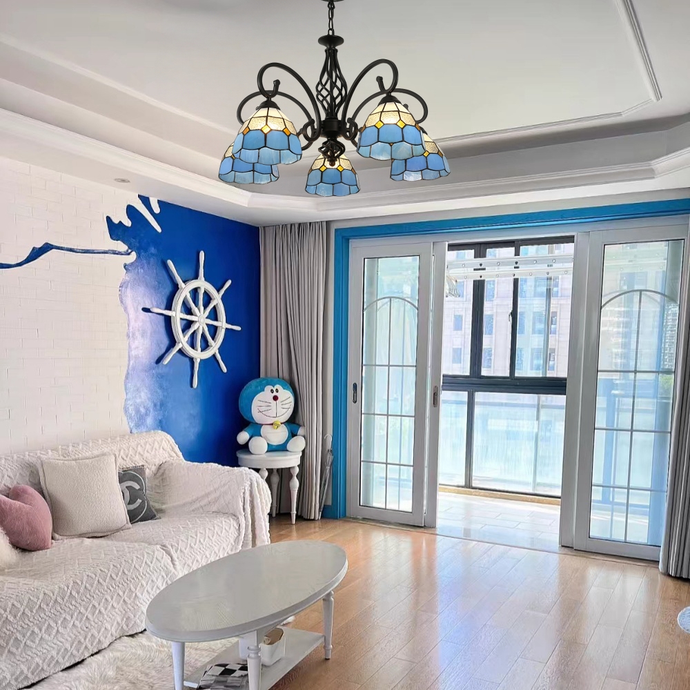 Mediterranean Style European Colored Glass Chandelier