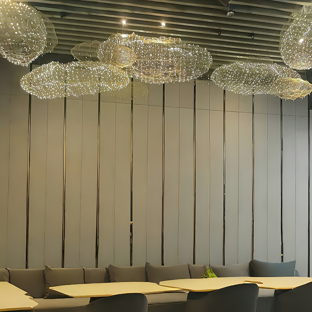 Nordic Chandelier Creative Cloud Pendant Light Gypsophila Metal Mesh Cloud Lamp