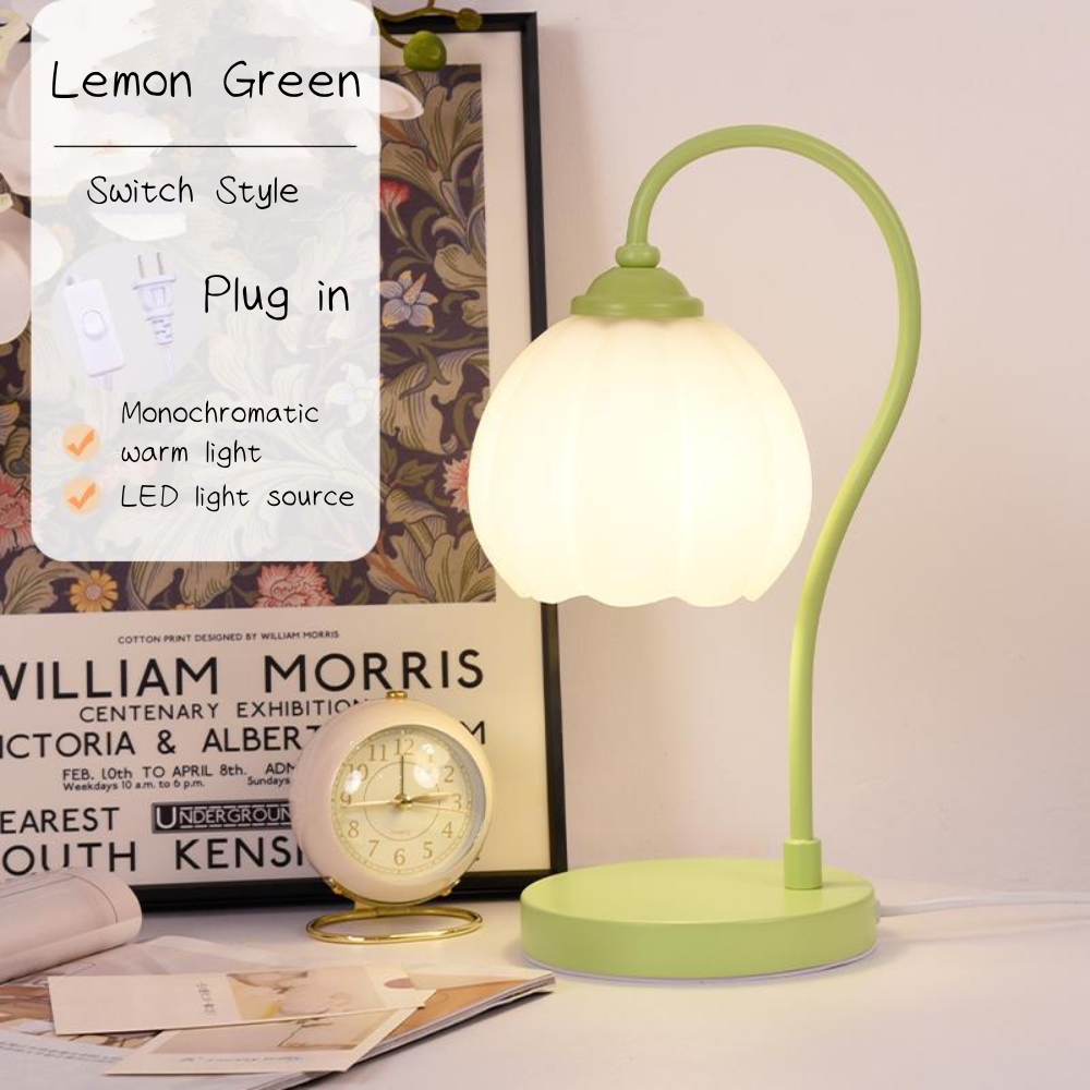 Bedroom desk lamp cream style bedside study flower bud creative eye protection night light