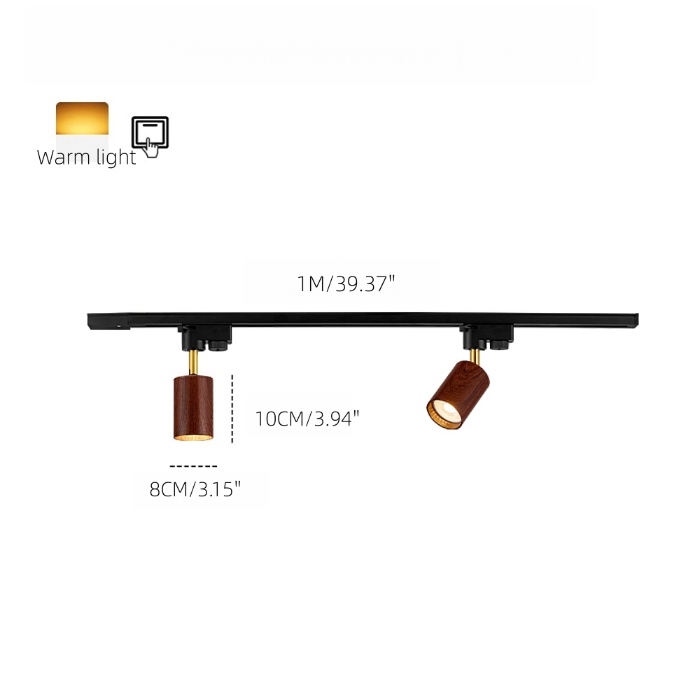Modern Style Open-Mounted Adjustable Angle Wood Grain Track Spotlight