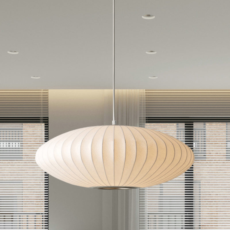 Modern Fabric Saucer Suspension White Pendant Light