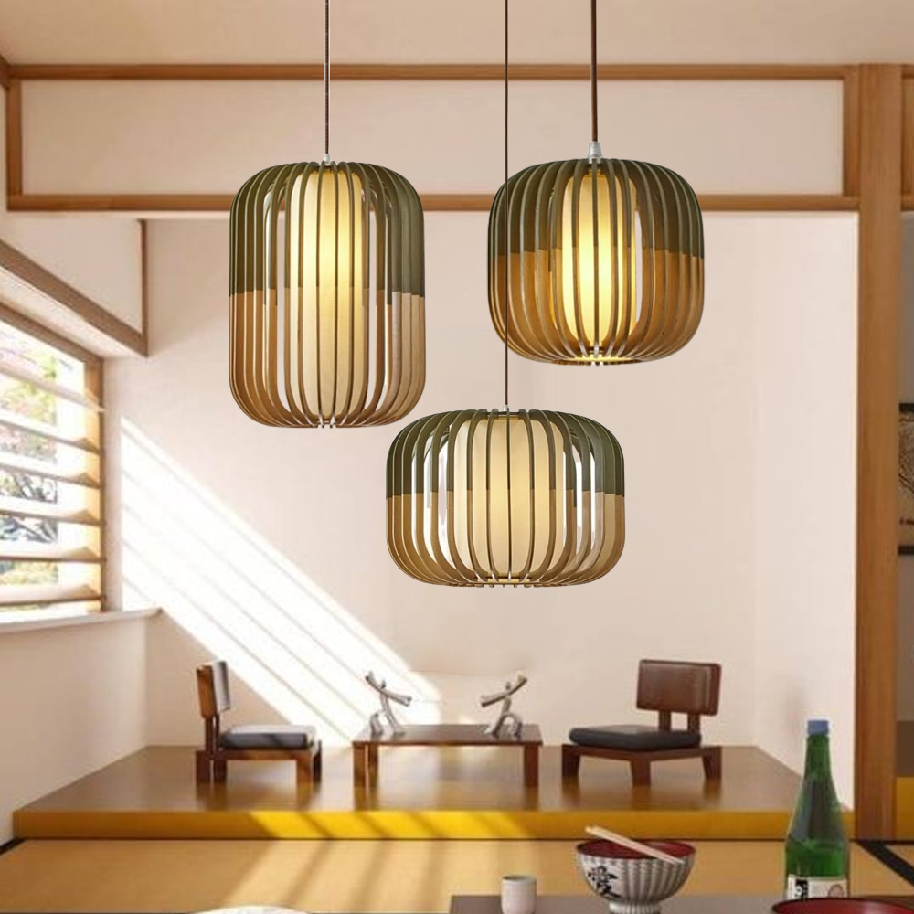 Nordic Wood Textured Dining Room Pendant Light