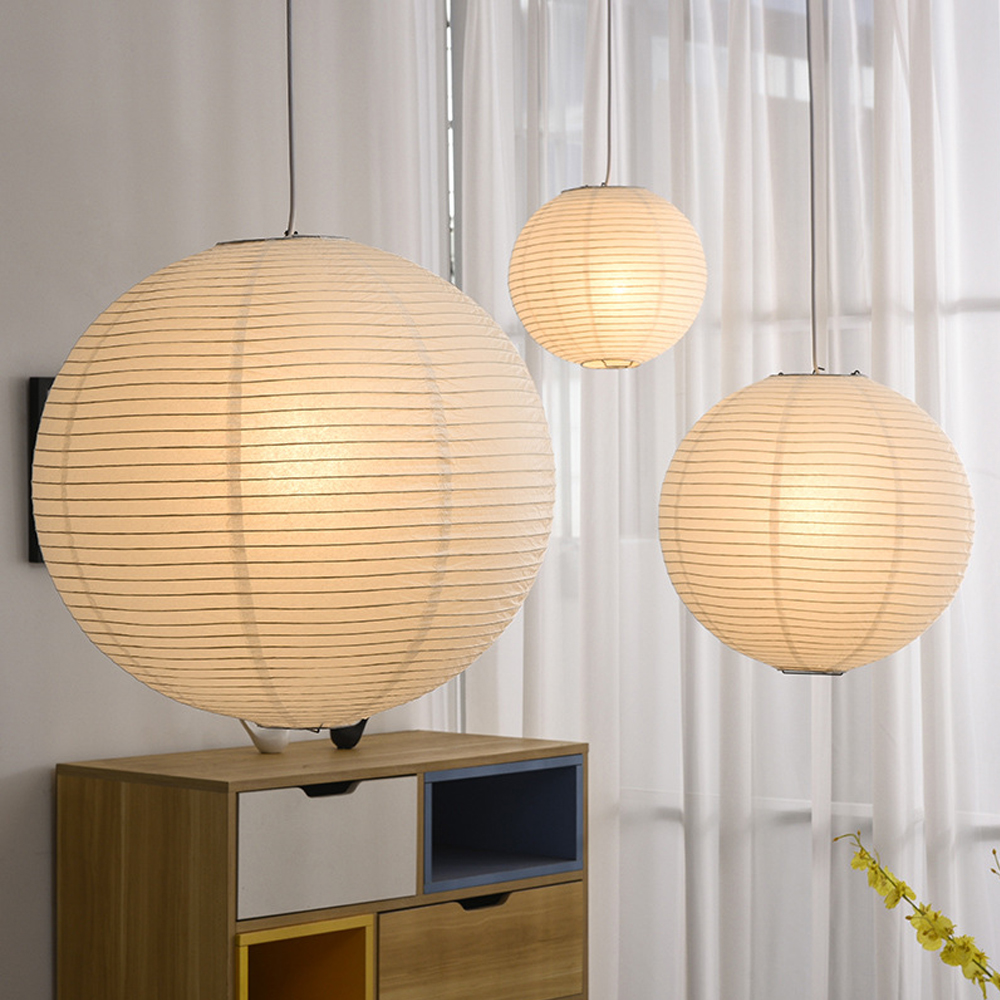 Japanese Simple Wabi-Sabi Ball Chandelier Inspired Paper Hanging Lamp