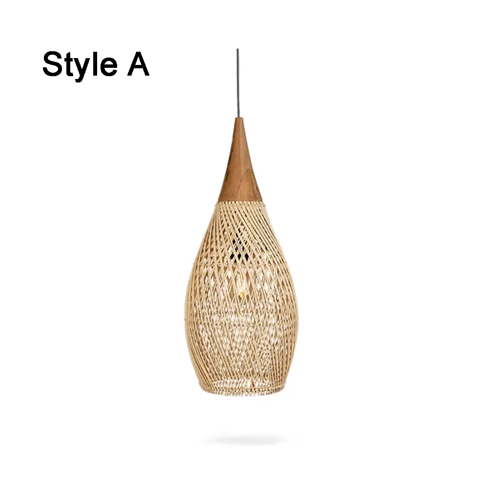 Rattan Pendant Light Wabi Sabi Style Retro Dining Room Chandelier