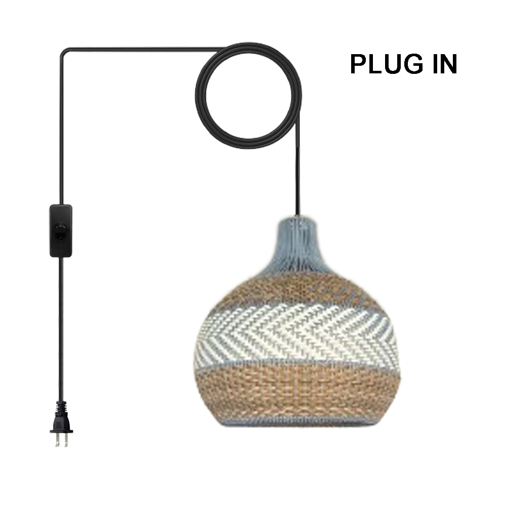 Living Room Rattan Pendant Light Fixture Farmhouse Handwoven Restaurant Kitchen Ceiling Lights Chandelier