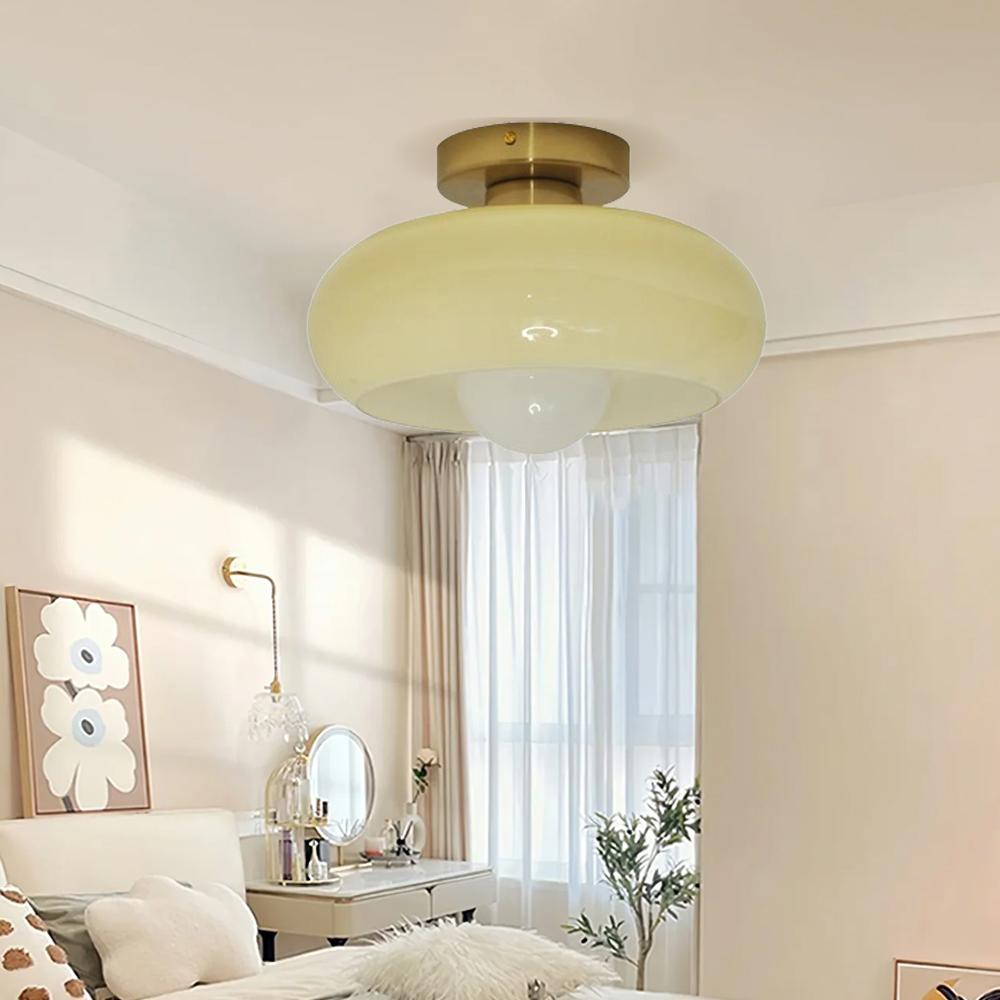 Retro Balcony Room Glass Ceiling Lamp Medievil Entrance Hall Bauhaus Corridor Aisle Study Light Fixture