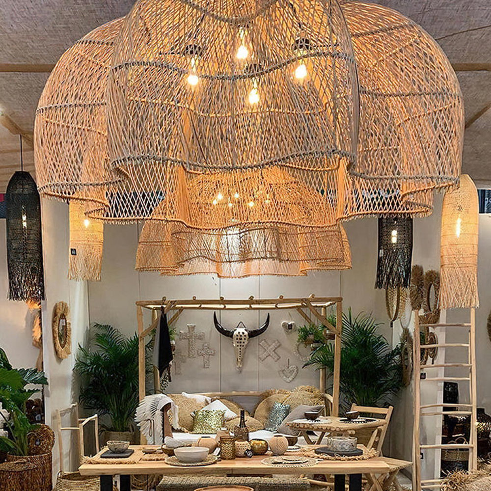 Justina Rattan Pendant Light Wabi Sabi Wicker Chandelier